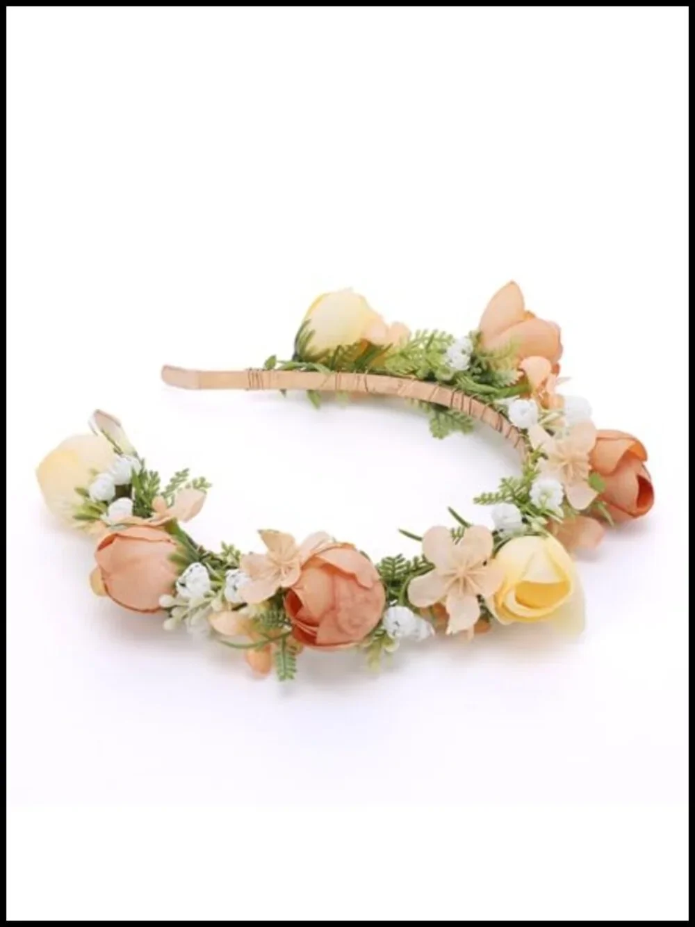 Handmade Metal Headband with Flowers for Weddings and Photoshoots